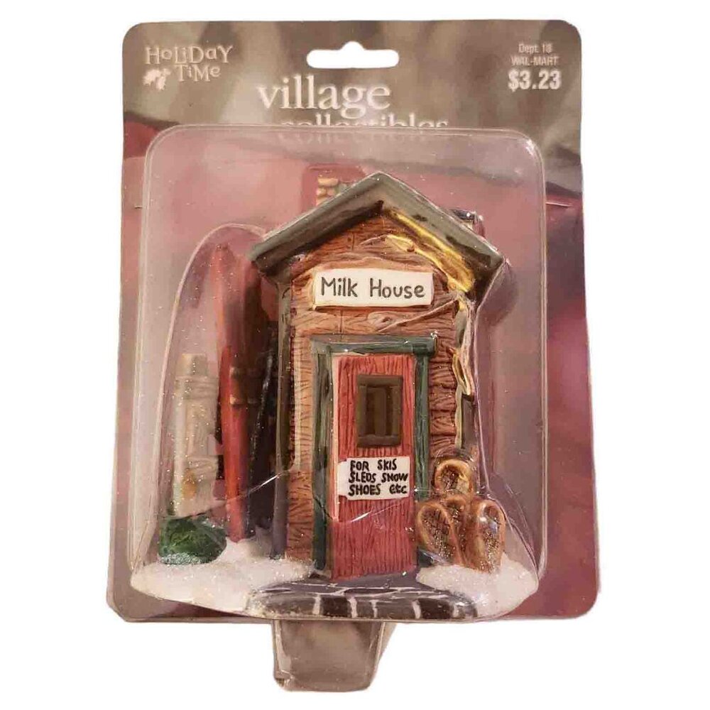 Holiday Time Village Collectibles Milk House for Skis Christmas